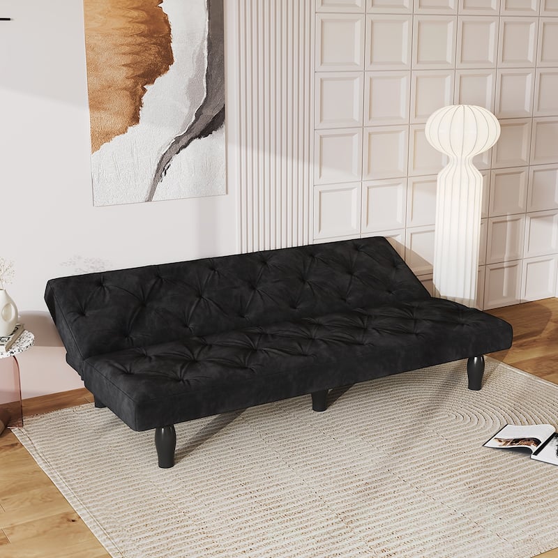 Velvet Sofa bed With Wood Frame - Black