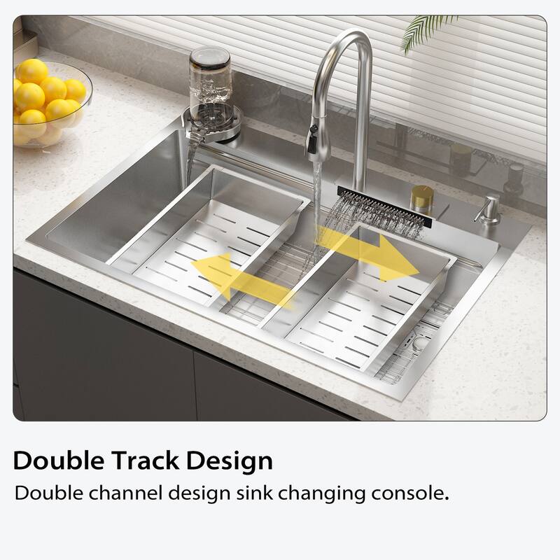 Single Bowl Kitchen Workstation Sink w/Accessories Kit 9 Accessories