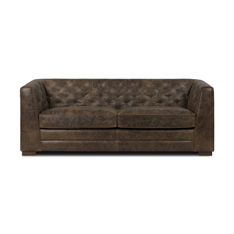 Poly & Bark Essex 86" Genuine Leather Pull-Out Convertible Sleeper Sofa