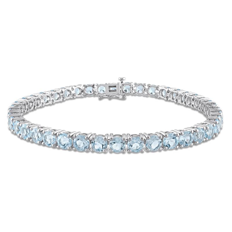 Miadora 18 1/2ct TGW Sky Blue Topaz Tennis Bracelet Sterling Silver