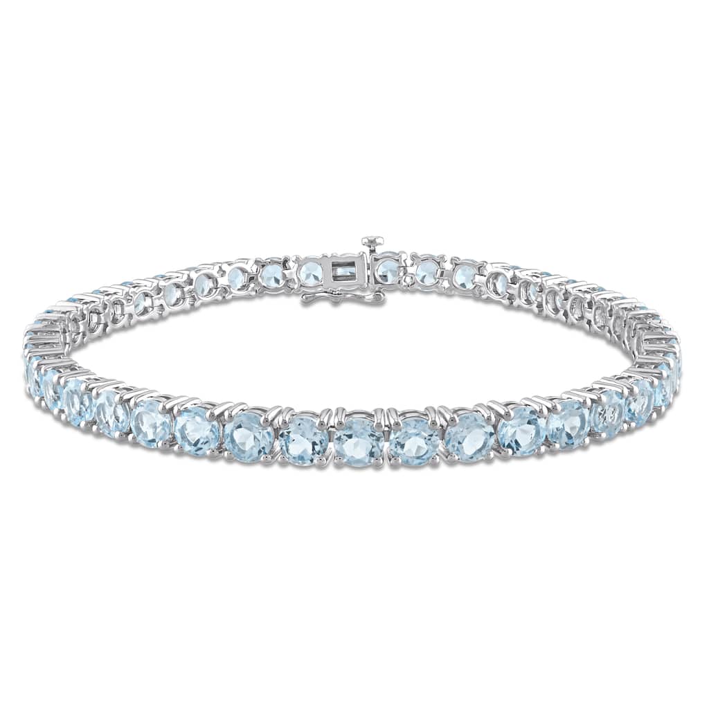 Miadora 18 1/2ct TGW Sky Blue Topaz Tennis Bracelet Sterling Silver
