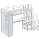 preview thumbnail 13 of 23, Loft Bed with Desk, USB Ports, 5-Layer Shelf, Space-Saving Metal Loft Bed Frame with Wardrobe and Stairs, Easy Assembly