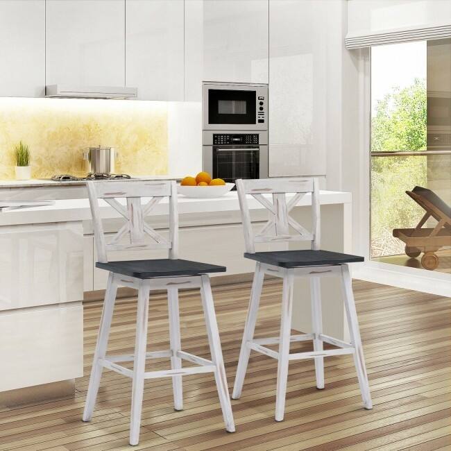 29 Inch Bar Stool Set of 2 with 360° Swivel Seat and Non-Slip Foot Pads