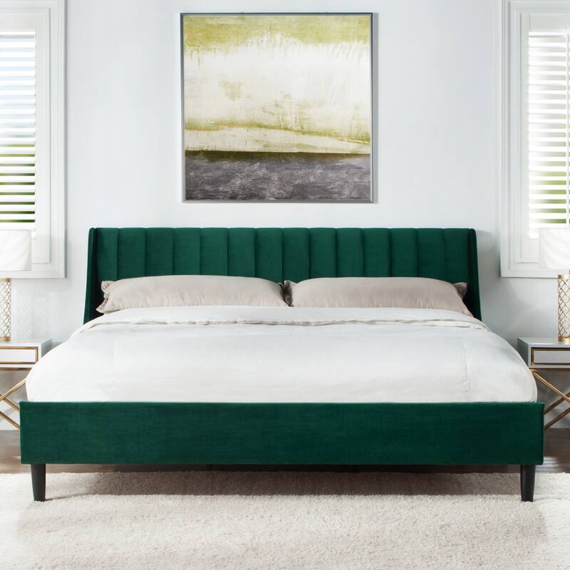 Willow Velvet Upholstered Channel Tufted Platform Bed