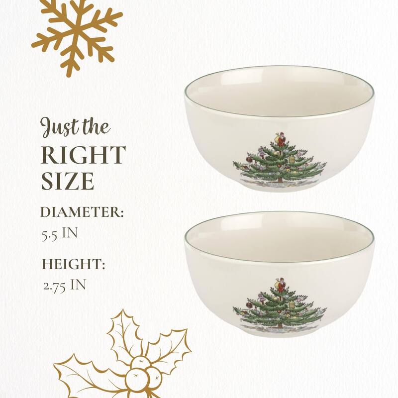 Spode Christmas Tree Set of 4 Fruit Salad Bowls - 5.5 Inch