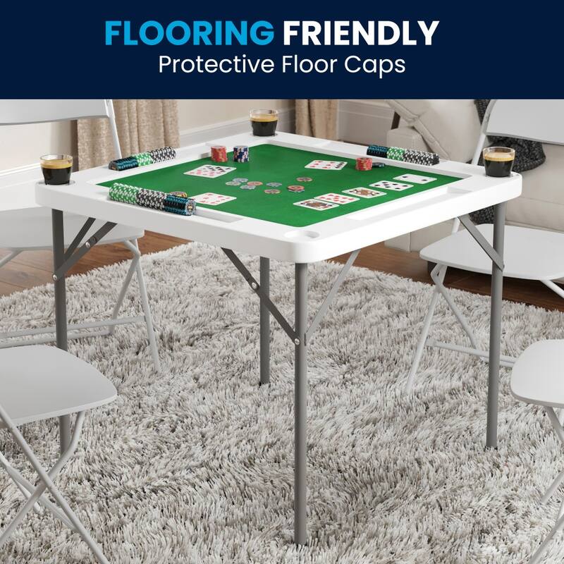 4-Player Folding Card Game Table with Cup Holders - 34.5"D x 34.5"W x 29"H