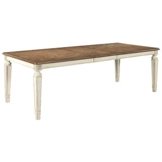 Signature Design by Ashley Nettle Bank Chipped White Finish Wood Rectangular Dining Room Extension Table