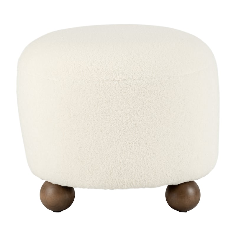 Sagebrook Home Chic Rubber Wood Round Ottoman With Non-Woven Fabric