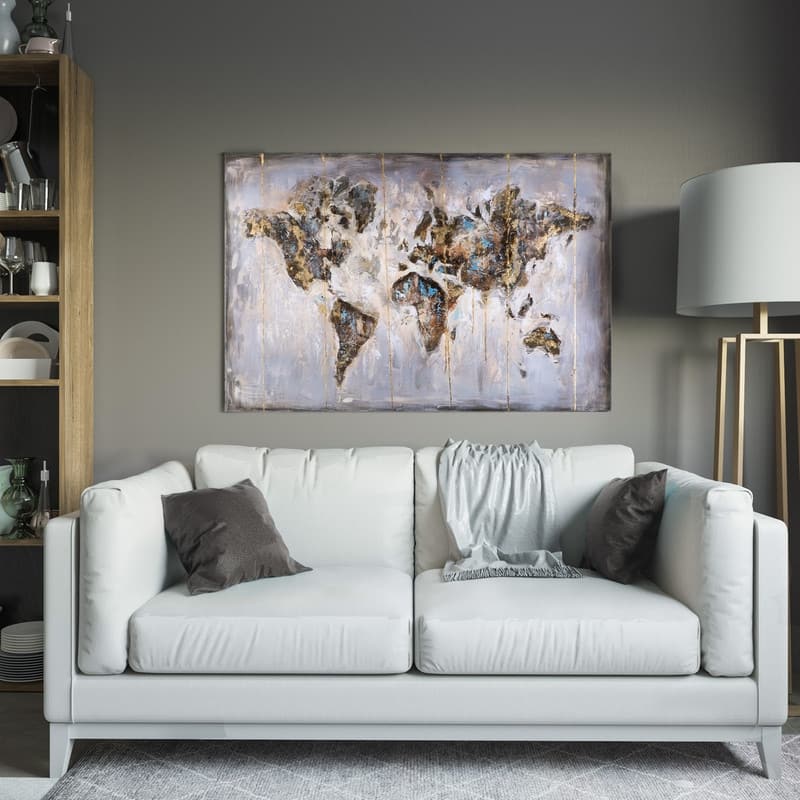 Yosemite Home Decor Map in Neutrals Original Hand-Painted Wall Art - Multi-Color