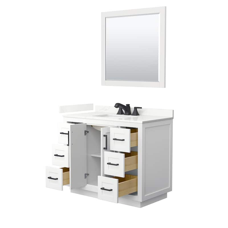 Miranda 42-inch Single Vanity, Quartz Top, 34-inch Mirror