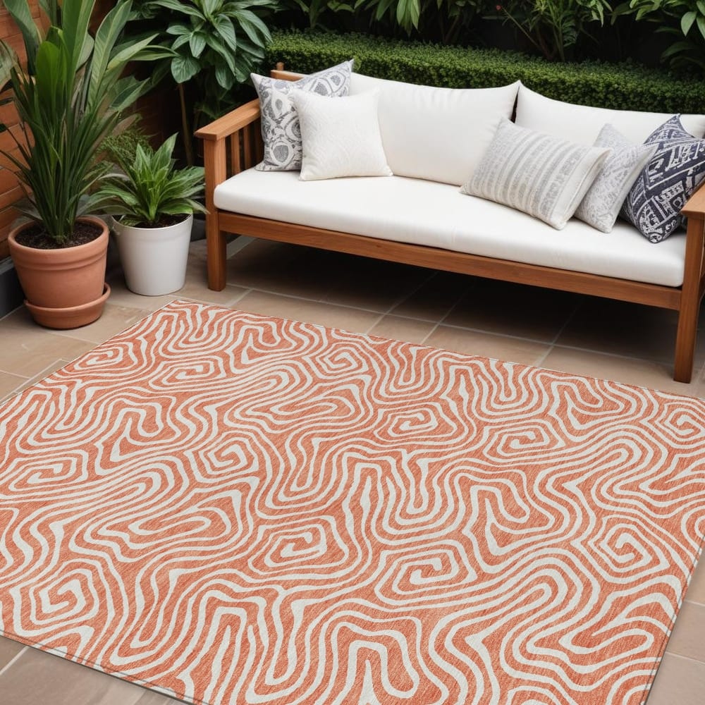 HomeRoots Abstract Transitional Rectangle Outdoor Rug