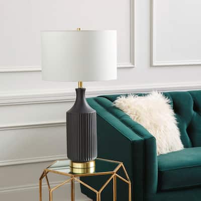 Jared Glazed Ceramic Linear Texture Table Lamp - 31"H x 17"W x 17"D