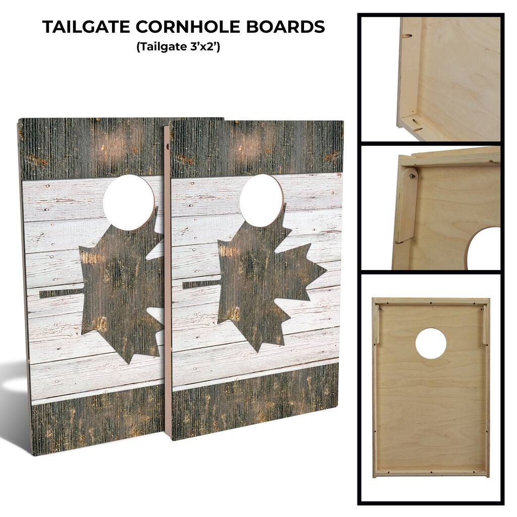 Rustic Canada Flag Tailgate Cornhole Board Set (Includes 8 Bags) - N/A
