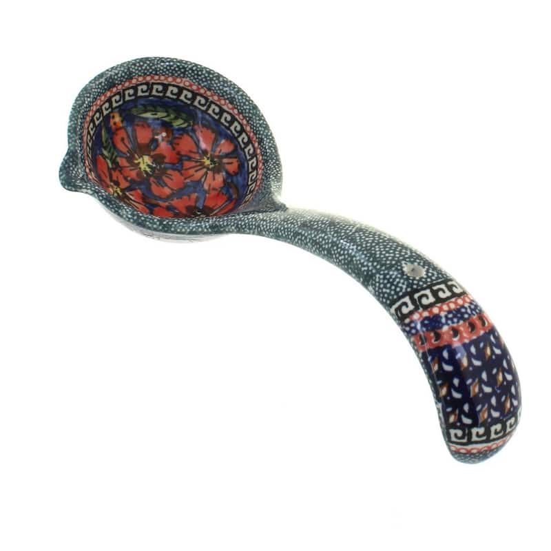 Blue Rose Polish Pottery 1367 Zaklady Soup Ladle - Jungle Flower