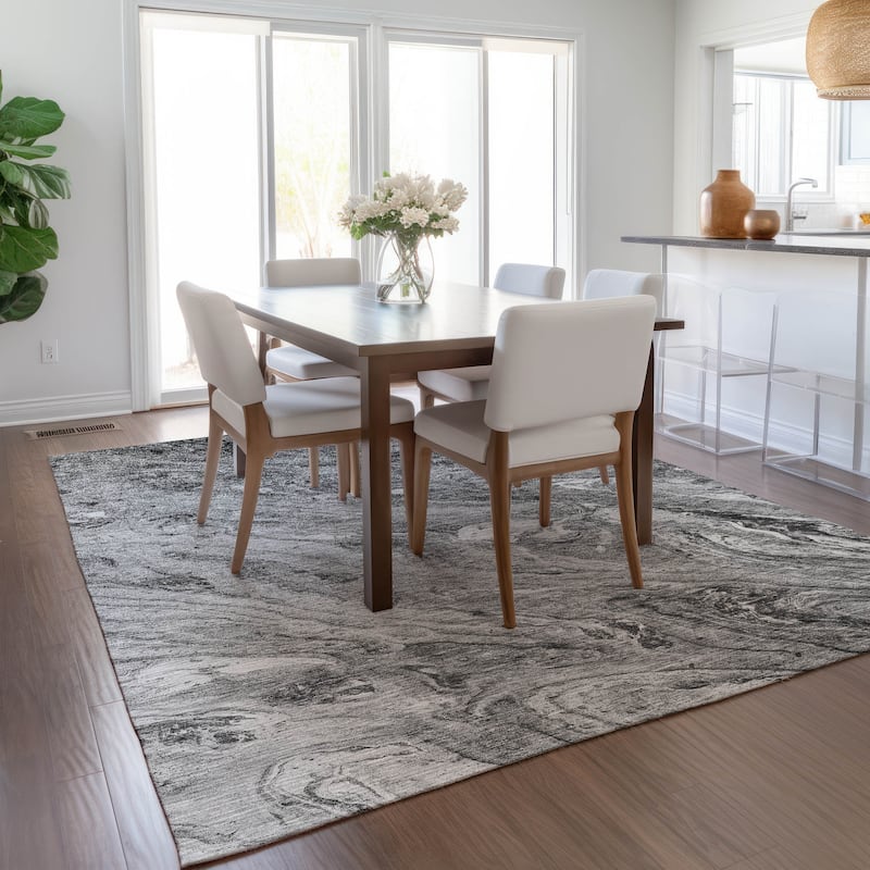 Machine Washable Indoor/ Outdoor Chantille Modern Abstract Rug