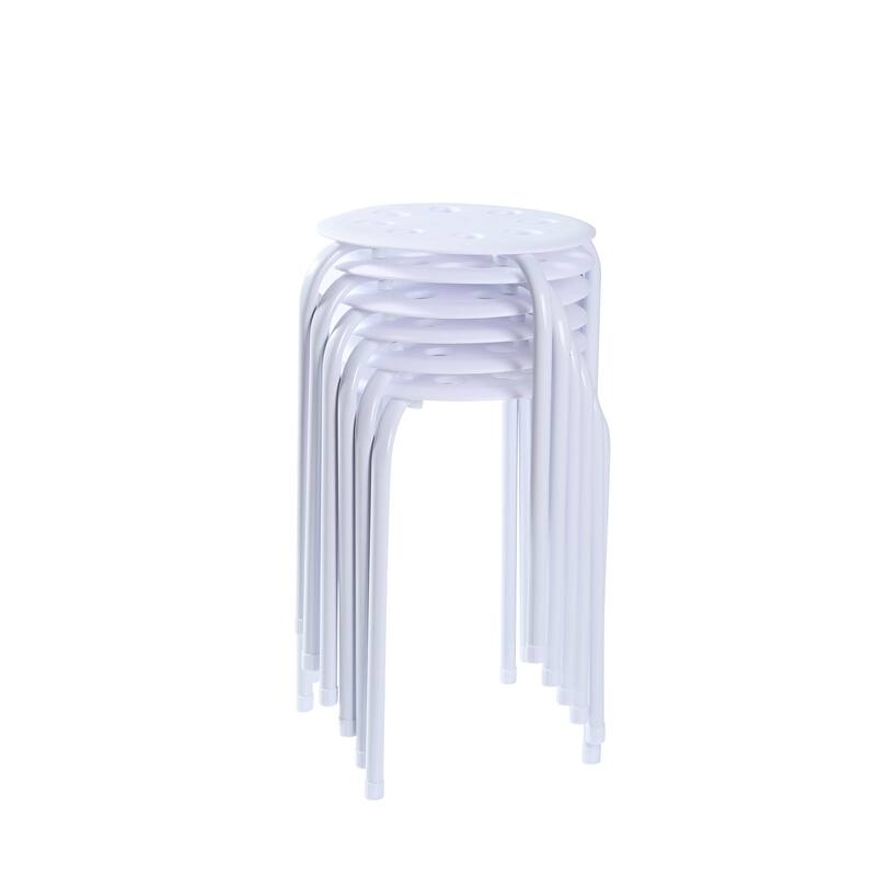 Javlergo 6-Pack Plastic Stackable Stools, Portable 8 Holes Metal Round Top Stools for Kitchen/Classrom