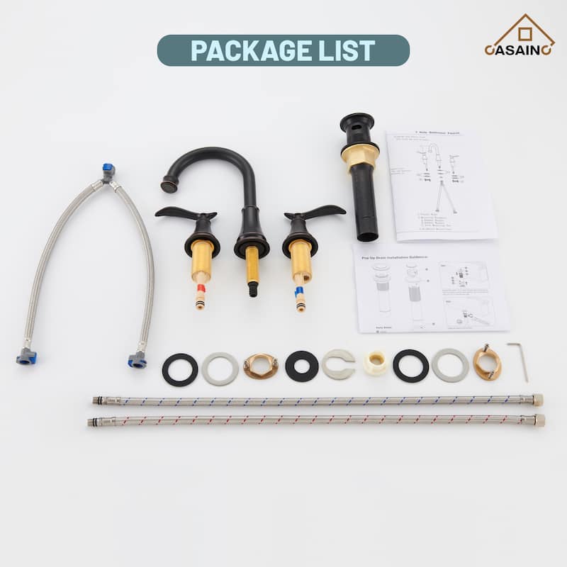 8 in. Widespread Double Handle Bathroom Faucet with Drain Kit Included