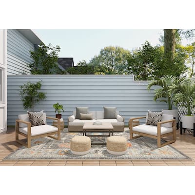 Bohemian Bordered Indoor/Outdoor Area Rug
