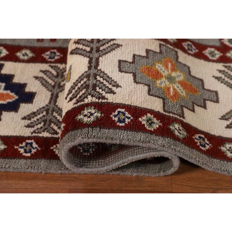 Geometric Kazak Oriental Area Rug Handmade Wool Carpet - 8'0" x 10'1"