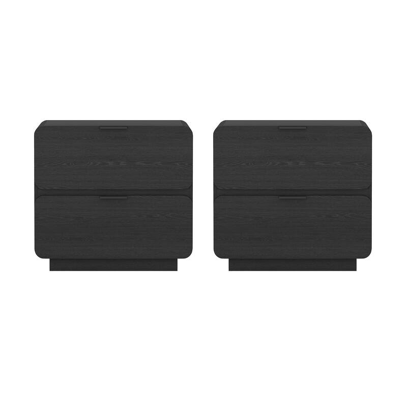 Manhattan Comfort Chrystie Contemporary Modern 2 Drawer Nightstand Set of 2