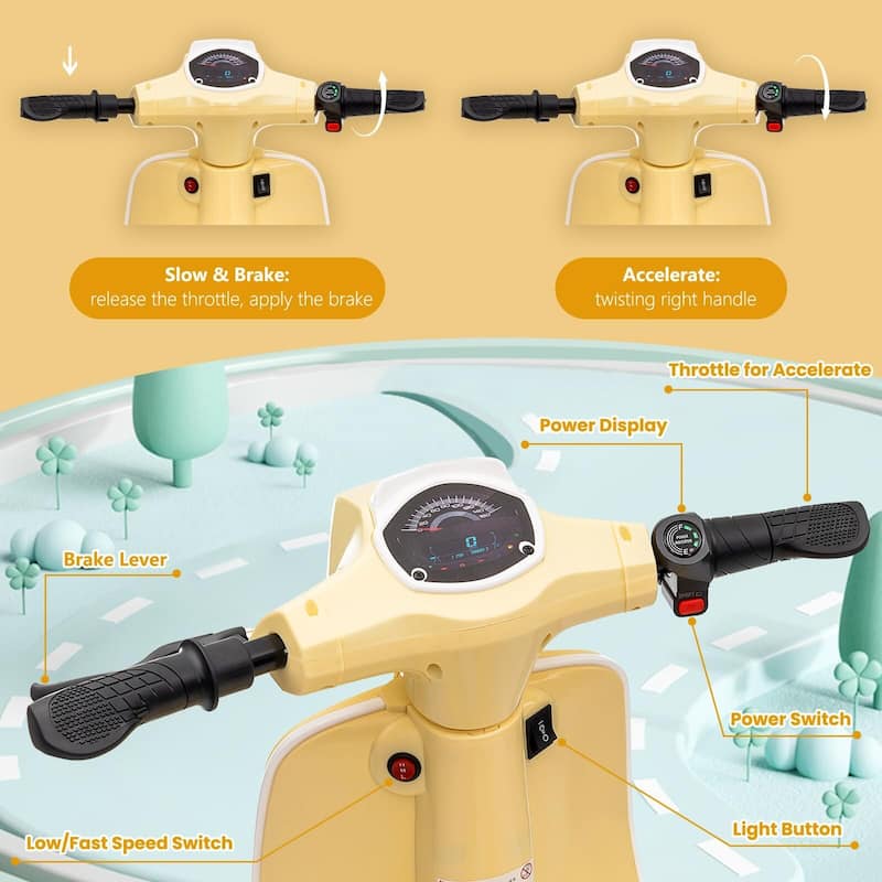 Electric Motorcycle for Big Kids, 24V 350W Kids Ride on Moped