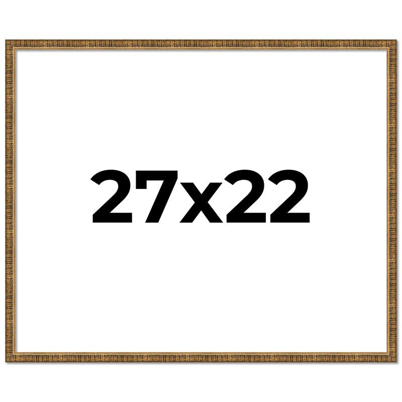 27x22 Frame Black Real Wood Picture Frame Kingsley Gold Distressed Photo Frame with UV Acrylic Foam Board Backing &