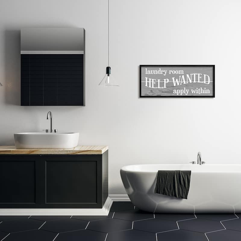 Stupell Help Wanted Laundry Room Rustic Sign Apply Within Framed Wall Art - White