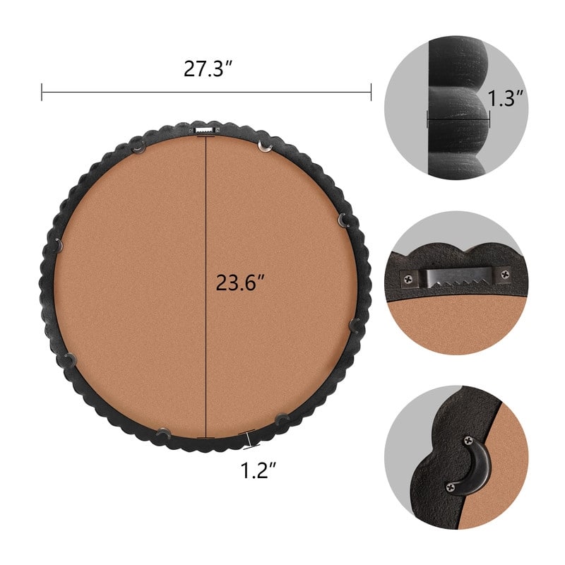 Antique Farmhouse Beaded Round Wall Mirror