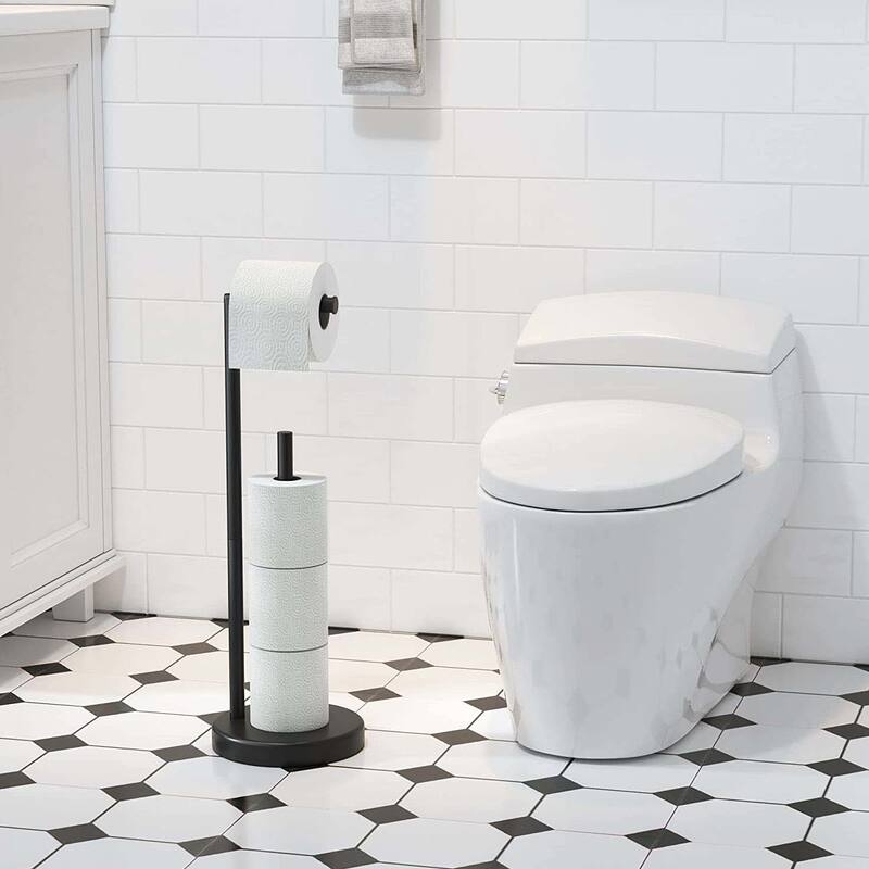 Freestanding Toilet Paper Holder Stand with Reserver