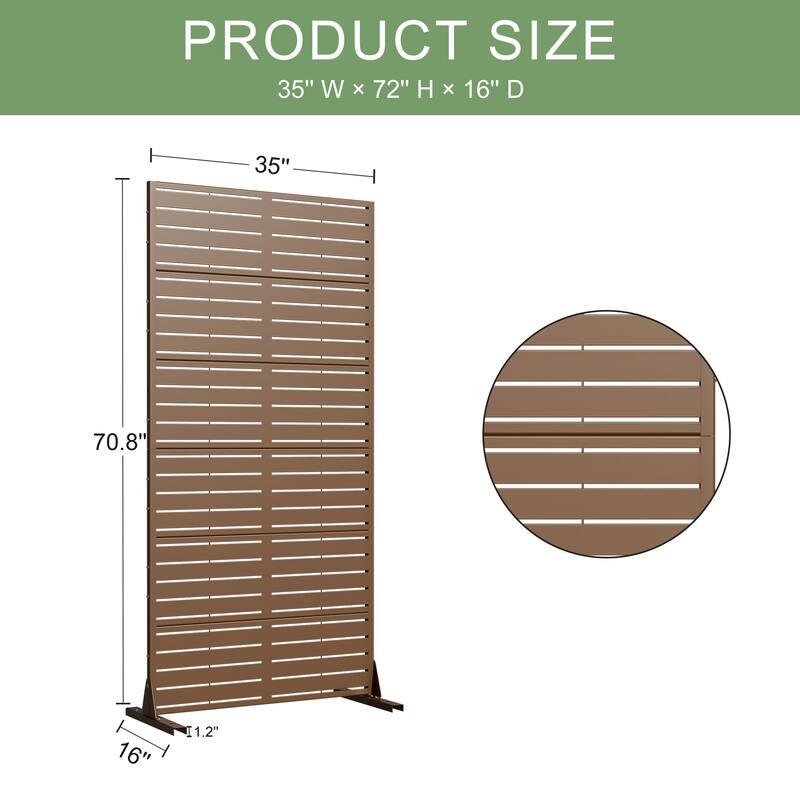 Dovelina 6ft.Outdoor Freestanding Metal Privacy Screen Decorative Garden Fence - 72"x35"