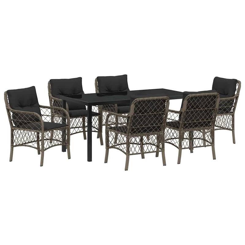 vidaXL Garden Dining Set with Cushion Poly Rattan