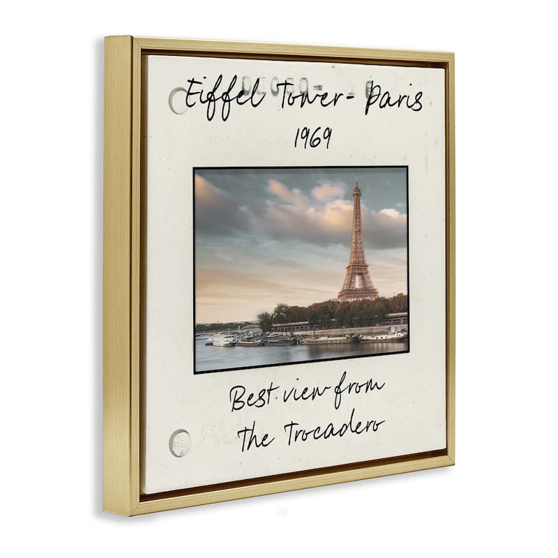 Stupell Vintage Travel Eiffel Tower Framed Floater Canvas Wall Art Design By Danita Delimont