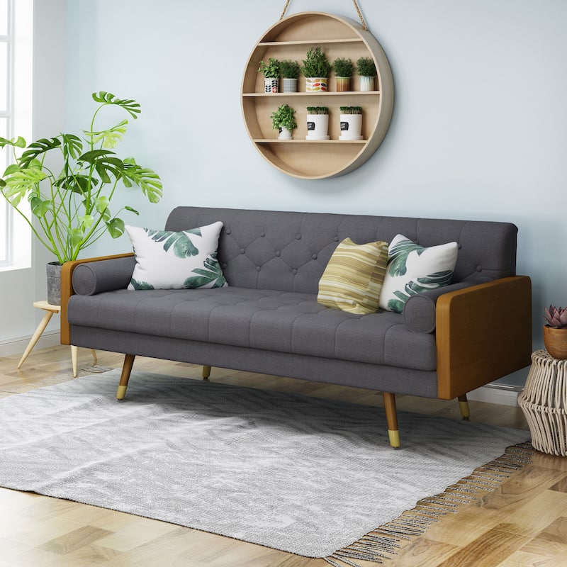 Jalon Tufted Fabric Sofa by Christopher Knight Home - Grey