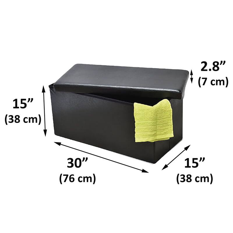 2 in 1 Folding Storage Ottoman Bench Faux Leather