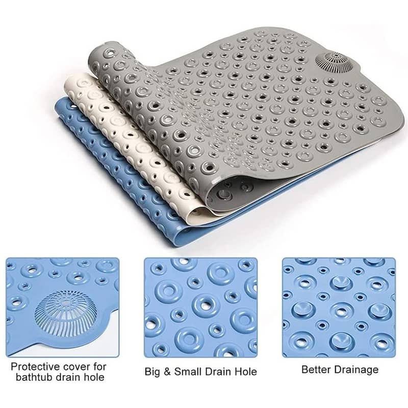 Blue Bubbles Drain Hole Bathrub Mat