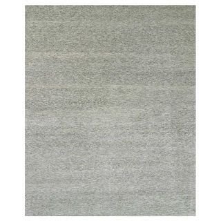 Shahbanu Rugs Ice Cube Gray, Pure Undyed Wool Modern Grass Tone on Tone ...