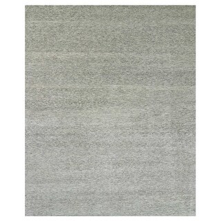 Shahbanu Rugs Ice Cube Gray, Pure Undyed Wool Modern Grass Tone on Tone ...