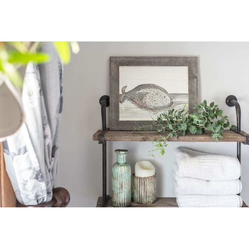 10" x 20" Rustic Farmhouse Dark Gray Wood Frame
