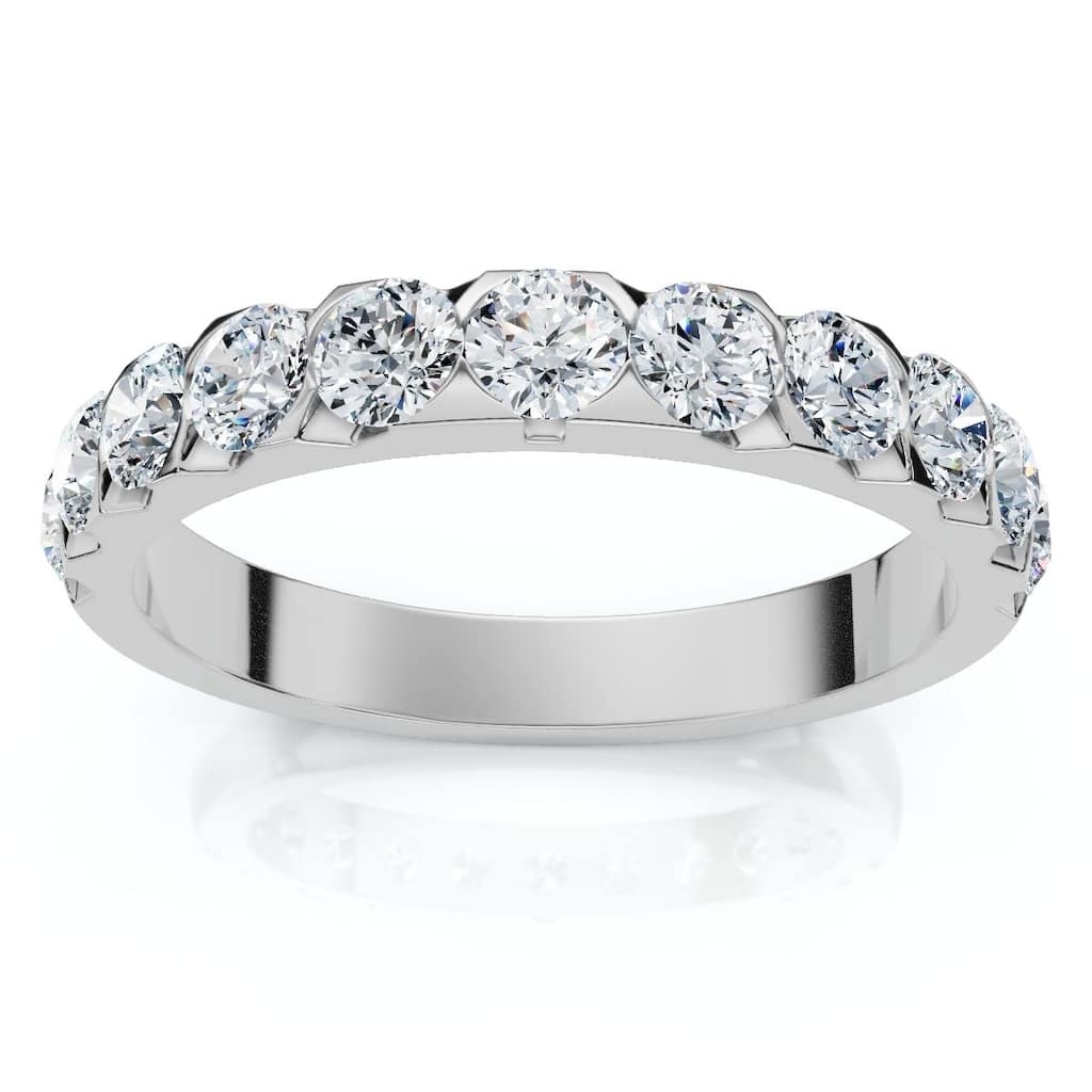 Bliss Diamond .85Ct Diamond Wedding Anniversary Stackable Wave Bezel Ring Gold or Platinum