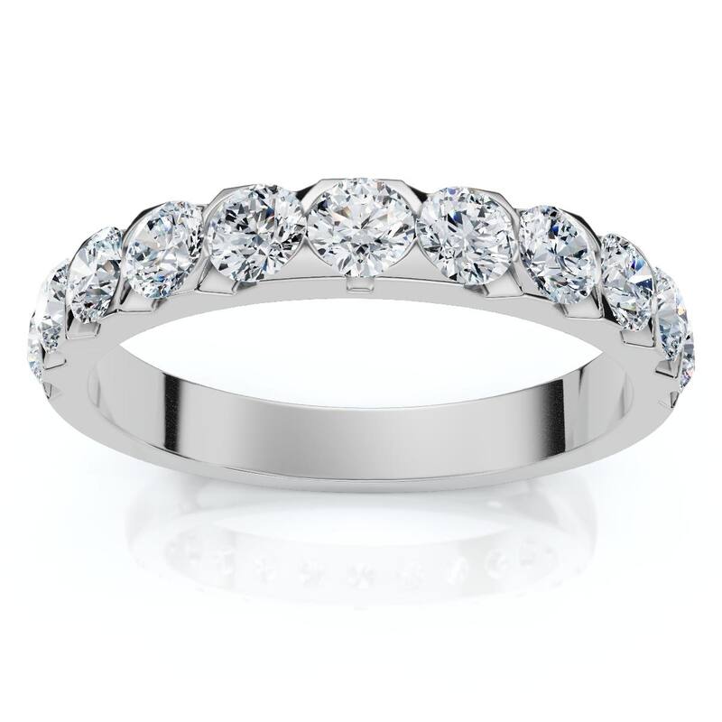 Bliss Diamond .85Ct Diamond Wedding Anniversary Stackable Wave Bezel Ring Gold or Platinum