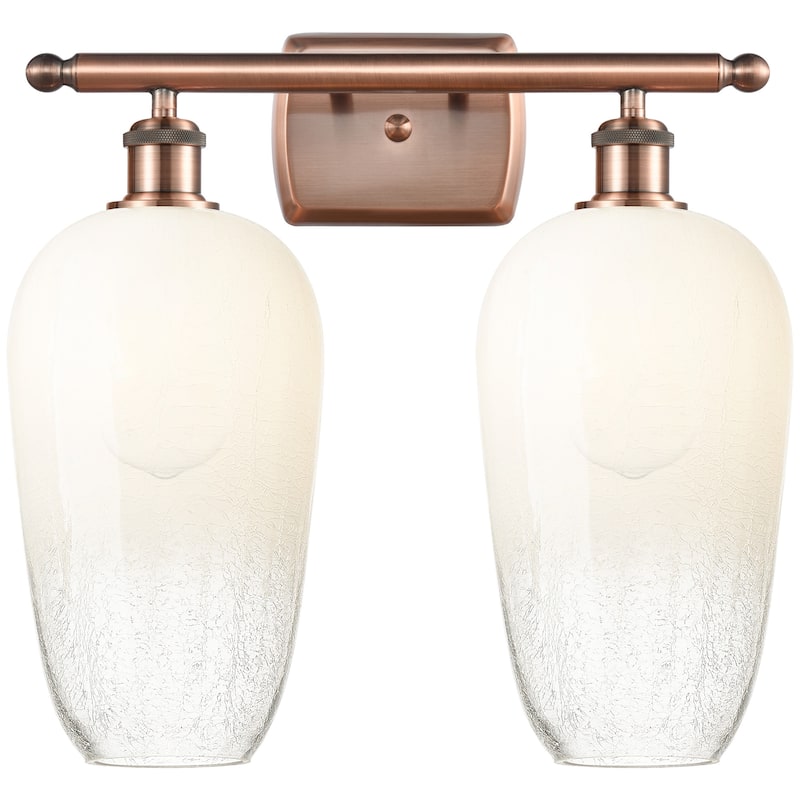 Innovations Lighting 516-2W-16-17 Brookhaven Flute Vanity Brookhaven - Antique Copper / Opal