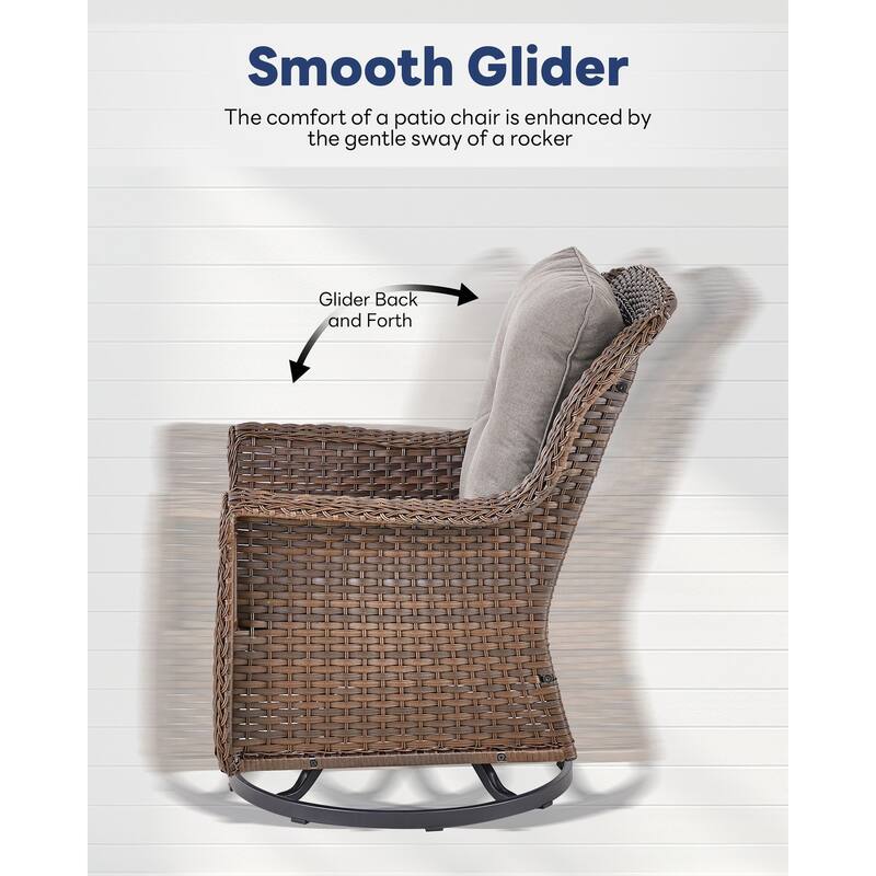 Outdoor Patio 2 Swivel Chairs with Side Table