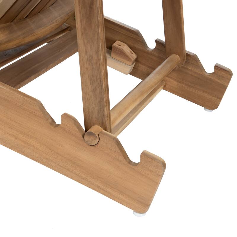 Rustic Outdoor Acacia Wood Foldable Adirondack Chairs with Expandable Footrest
