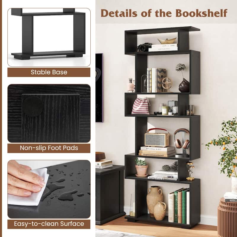 Costway 2 PCS Bookcase 6-Tier Bookshelf with Anti-Tipping Kit - See Details