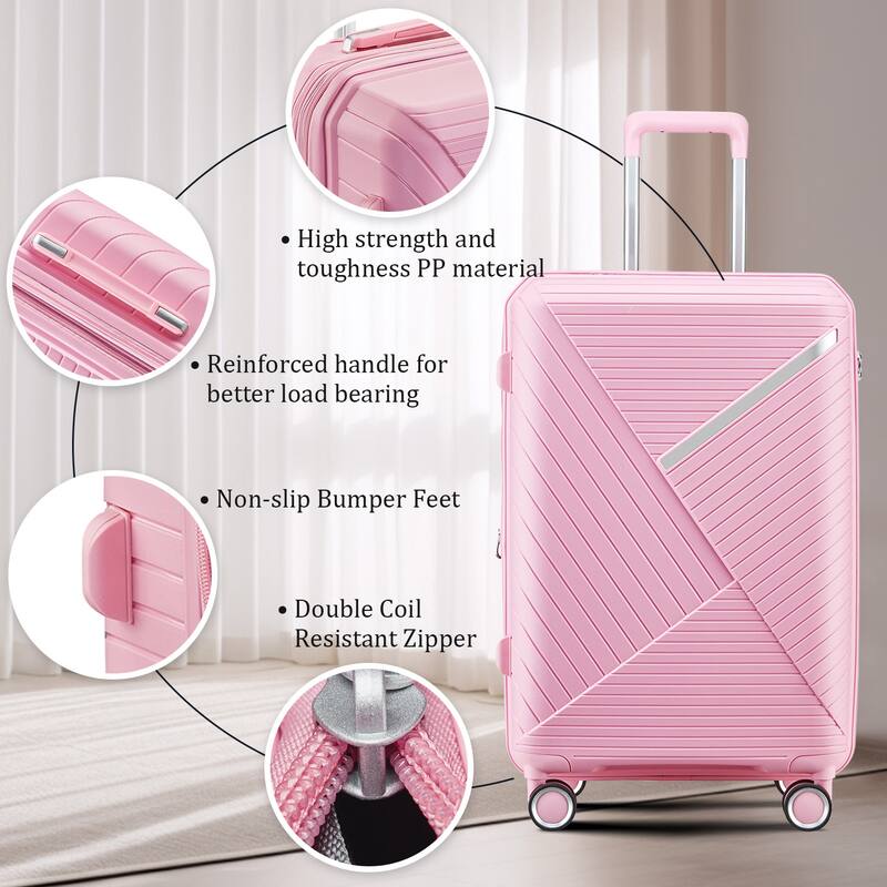 14/20/24/28 4-Piece Modern Luggage Sets, Expandable Luggage with Swivel Wheels and TSA Lock, for Boarding Travel, Pink