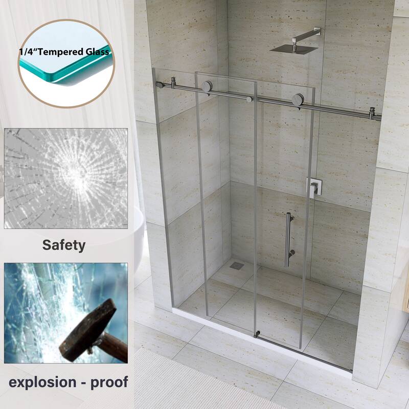 60" x 76" Sliding Frameless Shower Door - 60'' x 0.31'' x 76''