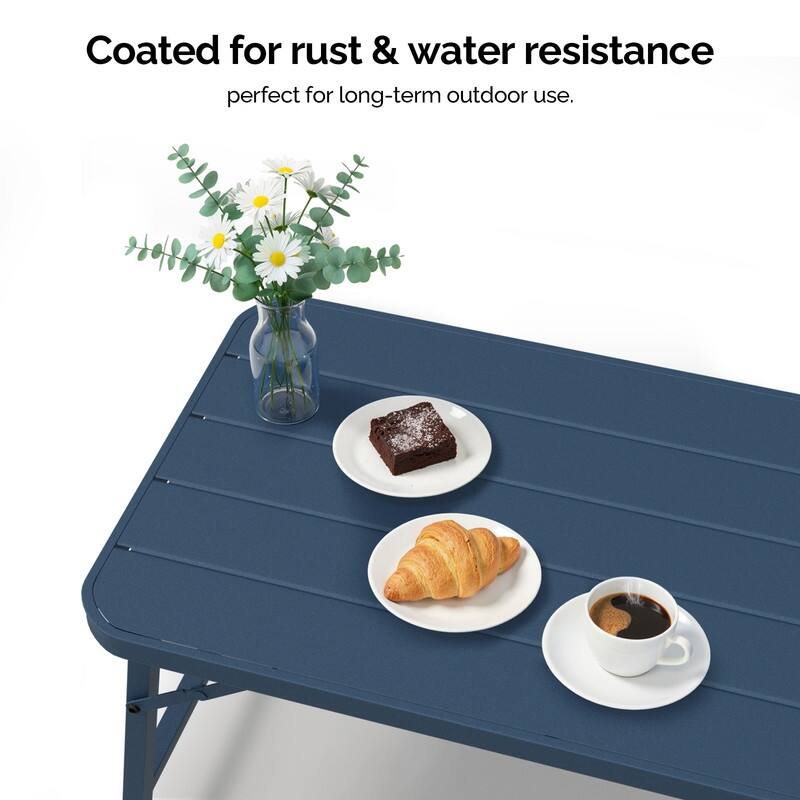 36 in. Folding Rectangle Metal Table,Outdoor Portable Picnic Table