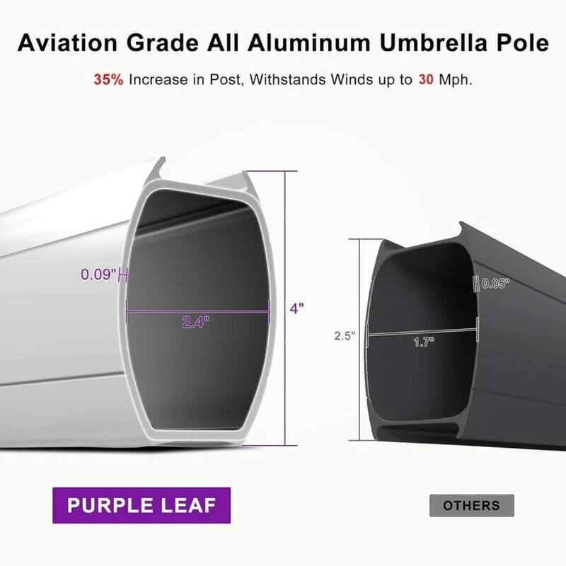 PURPLE LEAF 10 x 12ft Outdoor Patio Rectangle Large Cantilever Umbrella with Base