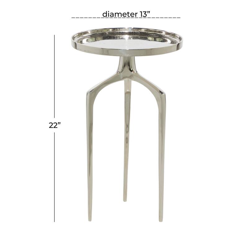 Aluminum Metal Tray Inspired Top Accent Table with 3 Tripod Legs - Gold, Silver or Black - Roche River Decor