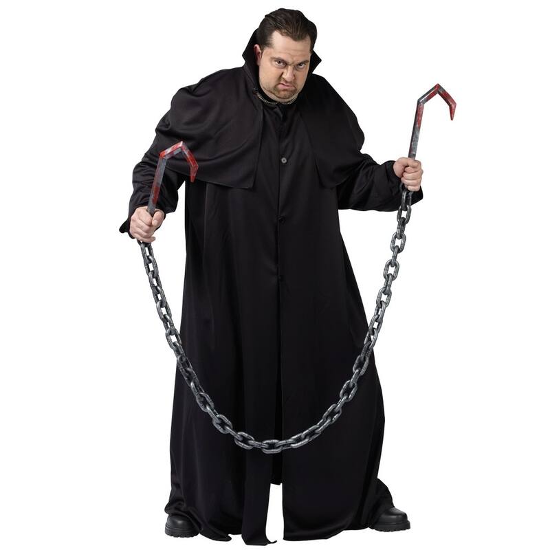 Silver and Red 2 Medieval Hooks with Chain Halloween Prop